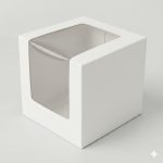 White: Tall Cake Box for half kg- 8x8x8 inch With L shape Window